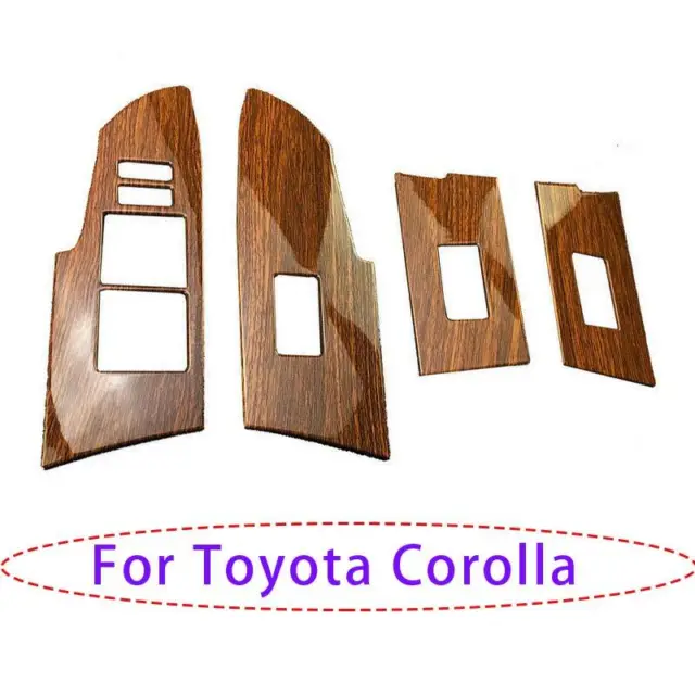 For Toyota Corolla 2014-2019 Yellow Wood Grain Window Lock Lift Panel Cover Trim