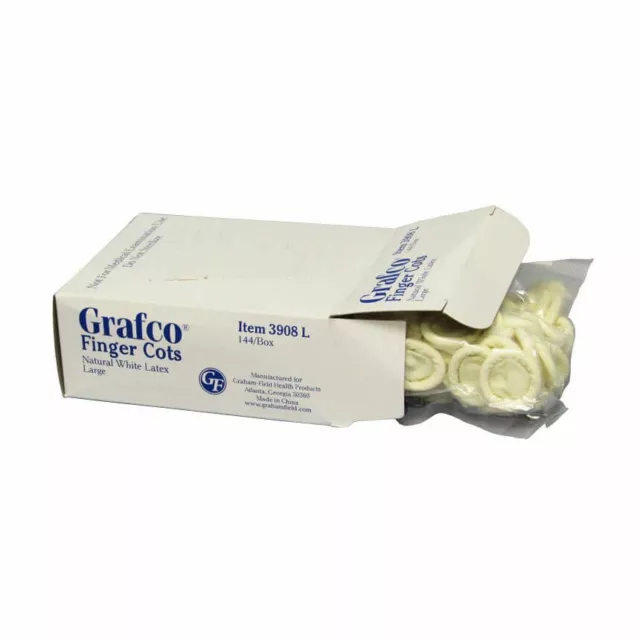 Grafco Latex Finger Cots 144 Per Box Natural White Latex Sealed Box