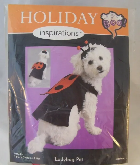 Halloween Ladybug Pet Costume with Hat Dog Medium Size 14" to 18" MIP