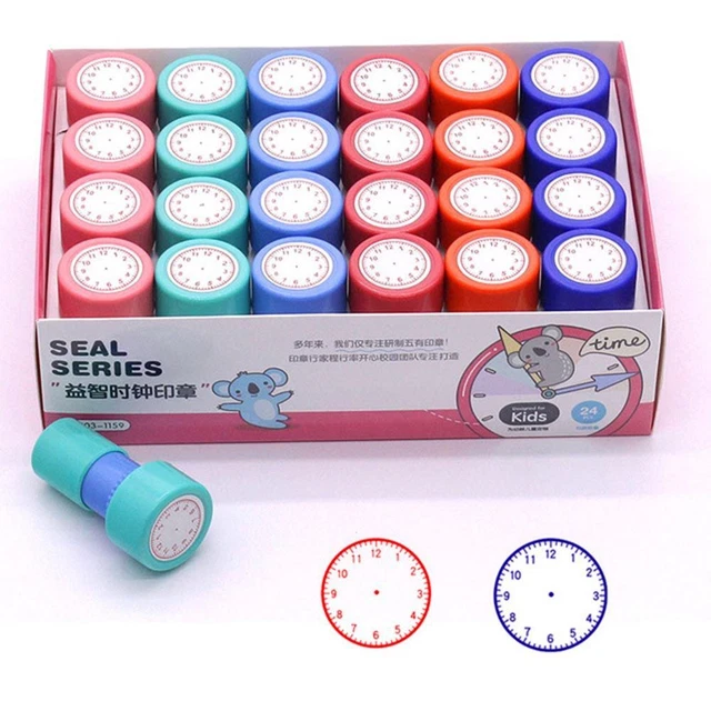 Estampilla de reloj de juguete para niños herramientas de enseñanza herramientas de aprendizaje esfera de reloj de reconocimiento
