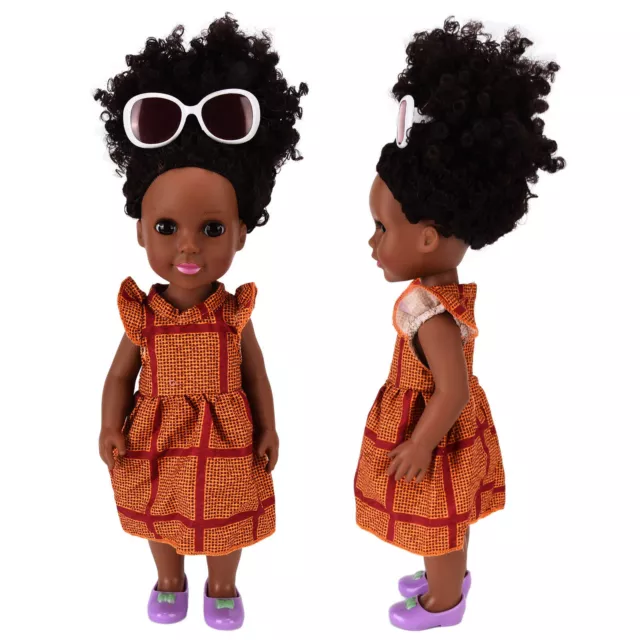 14in Black Baby Doll American African Realistic Vinyl Girl Toy