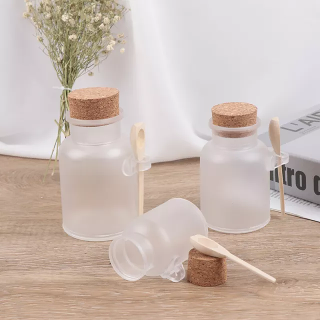 Plastic Empty Bath Salt Bottle Cream Cosmetic Jar Cork Jar Container Cork Spo  y