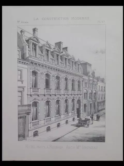 Roubaix, Hotel E. Bossut - 1894 - Planche Architecture - Bruneau