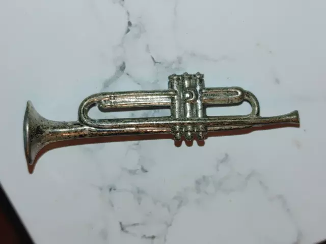 Beau Sterling Silver Trombone Trumpet Pin or Brooch