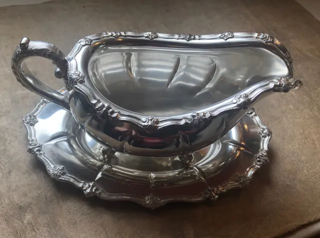 Beautiful Antique Shreve & Co Sterling Silver Sauce Gravy Boat  & Matching Tray