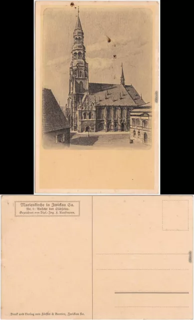 Zwickau Partie an der Marienkirche Ansichtskarte 1913