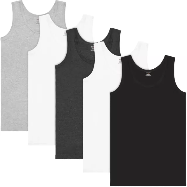 BRUBAKER Lot de 5 Débardeurs Homme Maillot de Corps Coton Souple Extra Longue