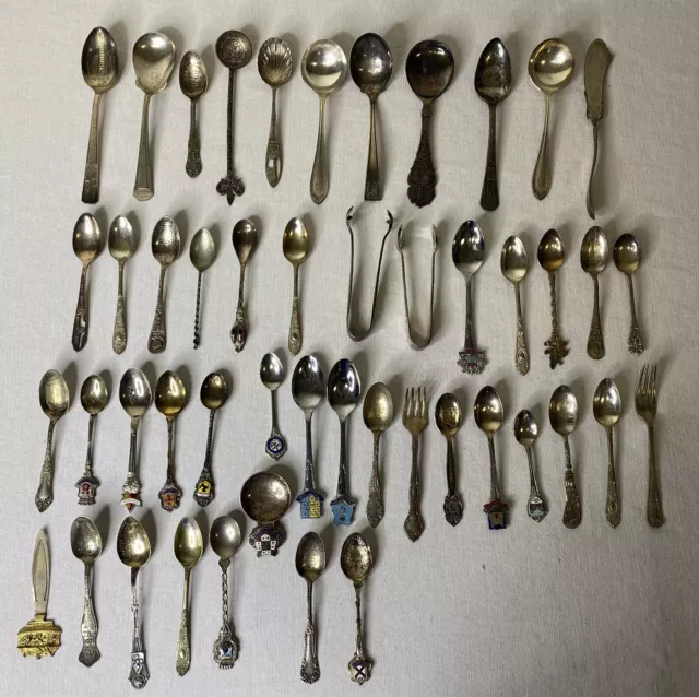 Lot of Silver Plated EPNS Flatware Spoons Variety 774grams