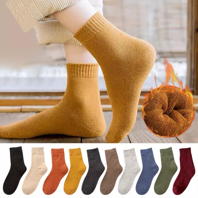 Womens Winter Soft Warm Thick Socks Cold Knit Wool Cozy Crew Socks Multicolor uk