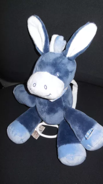 doudou peluche musical âne cheval bleu Alex et Bibou NATTOU 28cm (2 dispo)