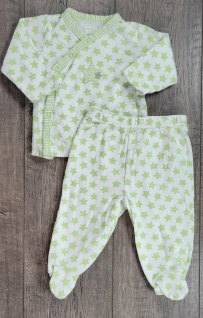 Baby Girl Boy Vintage Carter's 3 Month Green Star Footed Outfit