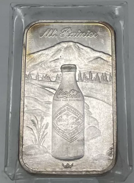 *Rare* 75Th Anniversary Coca Cola 999 1Oz Silver Art Bar Mt. Rainer 1975