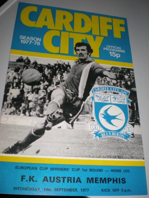 Cardiff City v FK Austria Memphis European Cup Winners Cup 1st Rnd 14th Sep 1977