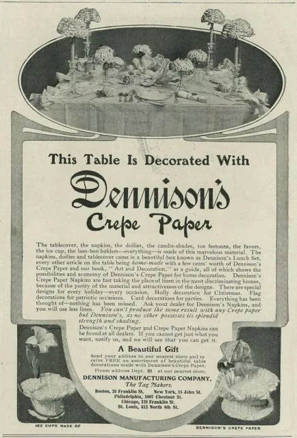 Dennison's Crepe Paper Napkins Tablecover Candle Shade 1905 Antique Print Ad