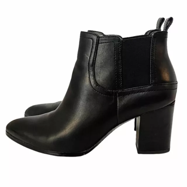 FRANCO SARTO BOOTS Heeled Black Leather Cita Chelsea Ankle Bootie Women ...