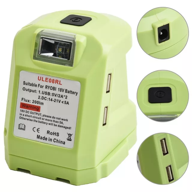 Batterie Adaptateur for Ryobi-One + 18V LI-ION Et Lampe De Travail LED Dual-Usb