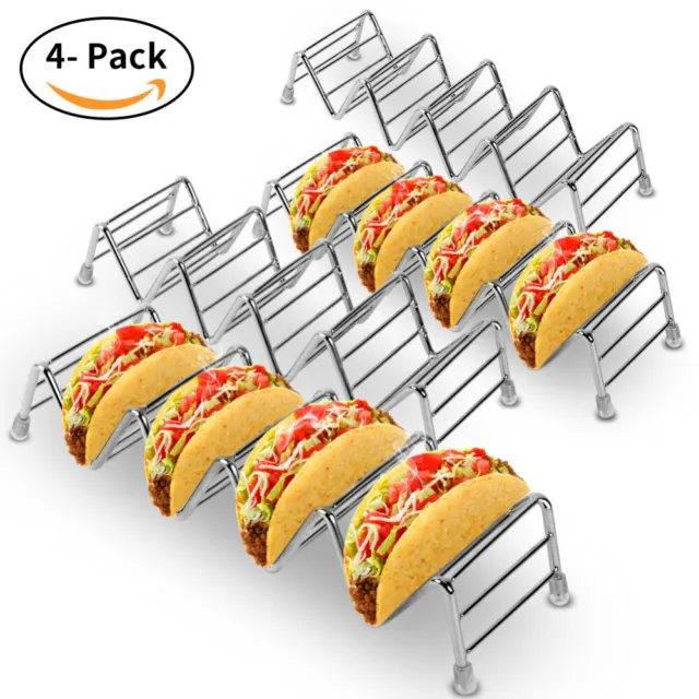 4 Grids Stainless Steel Taco Holder Wave Shape Mexican Food Storage Rack Stand