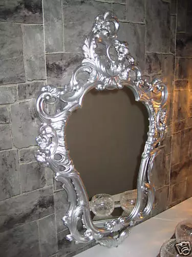 Antique Baroque Wall Mirror Gilt White Black Silver Ornate Rococo 118 2