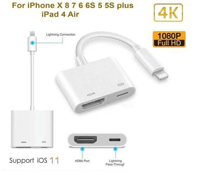 For Apple Lightning to Digital AV HDMI Adapter for iPhone iPad US