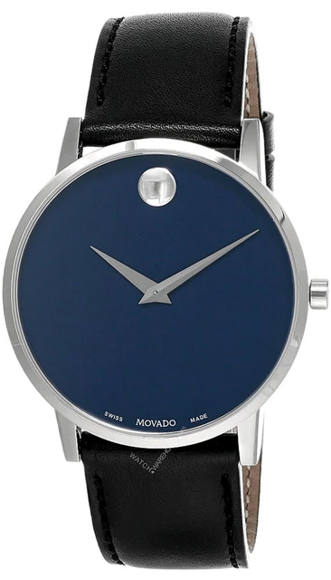 Orologio da uomo MOVADO Museum Classic 40 mm quadrante blu pelle nera 0607270