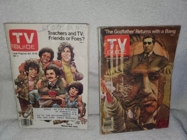 1977 TV GUIDE October November Carolina Tennessee Welcome Back Kotter Godfather