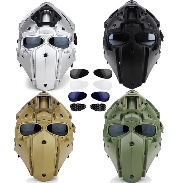 FULL FACE PROTECTIVE Mask Tactical Airsoft Helmet w/Visor Goggles