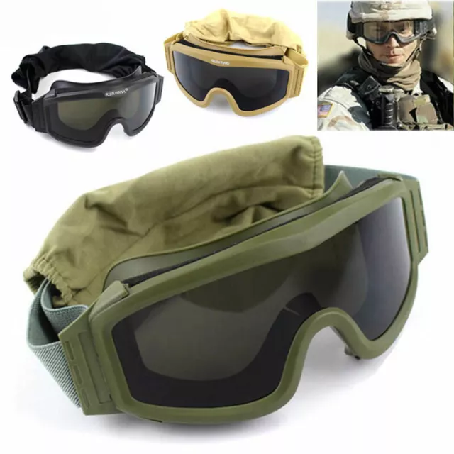 Anti Fog Airsoft Eye Safety Protection Glasses Cs Goggles with 3 Lenses Tactical