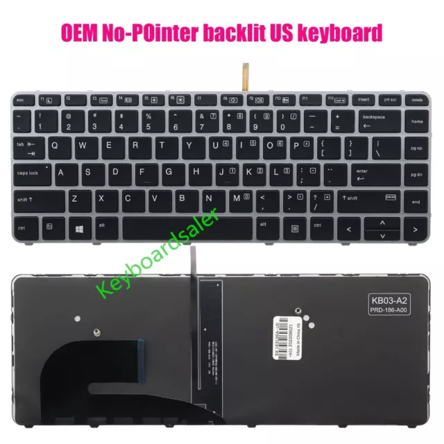 For HP EliteBook 840 G3/745 G3/840 G4/745 G4/ZBook 14u G4 Backlight US Keyboard