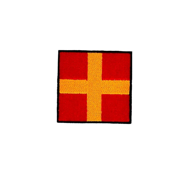Patch Brodé Thermocollant – Signal Maritime Code Oscar, 50x50 Mm, 100% Polyester, Lavable 40°, Fabriqué En France