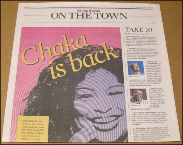 7/13/2018 Chicago Tribune On the Town Section Chaka Khan Rufus HOF July 13