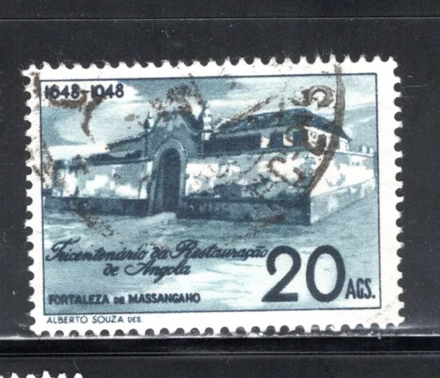 Angola Stamp Scott #314, 20a, Gray Blue, Massangano Fort, Used, SCV$5.25