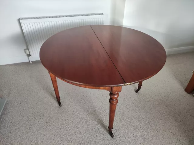 Demi-Lune Fold Over Console/Dining Table Mid 19th Century Antique Mahogany Table