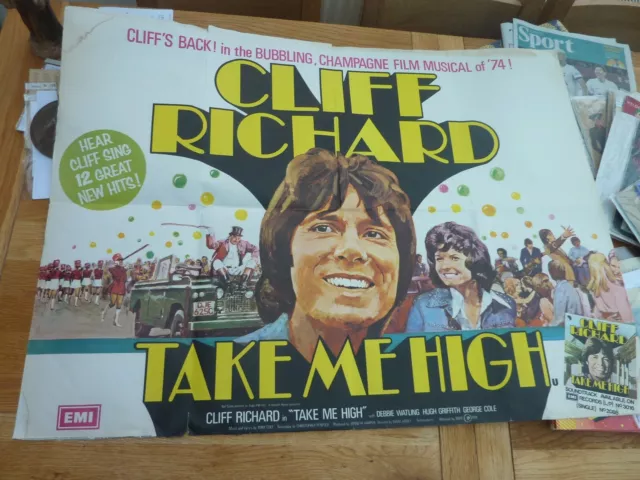 1974 Original Cliff Richard Take Me High Film Poster 40 X 30" Fair Condition Onl