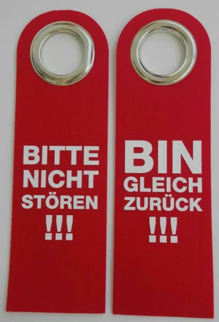 Türschild Filz Türhänger rot Bitte nicht stören! Bin gleich zurück! beidseitig