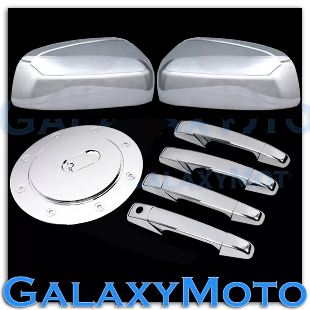 07-14 Chevy Suburban+Tahoe Chrome TOP Mirror+4 Door Handle no PSG KeyH+Gas Cover