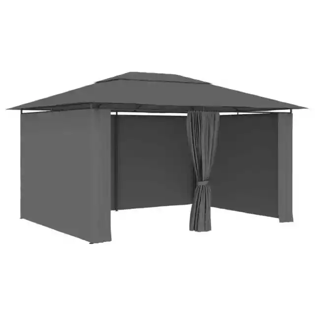 Garten Pavillon mit Vorhängen 4 x 3 m Garten Überdachung Sonnenschutz