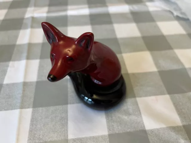 Royal Doulton Red Flambe Black Tail Sitting Fox Figure