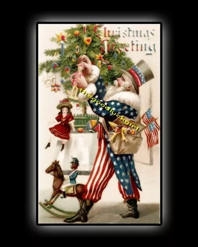 5x7 UNCLE SAM SANTA Vintage Christmas Holiday military Art print