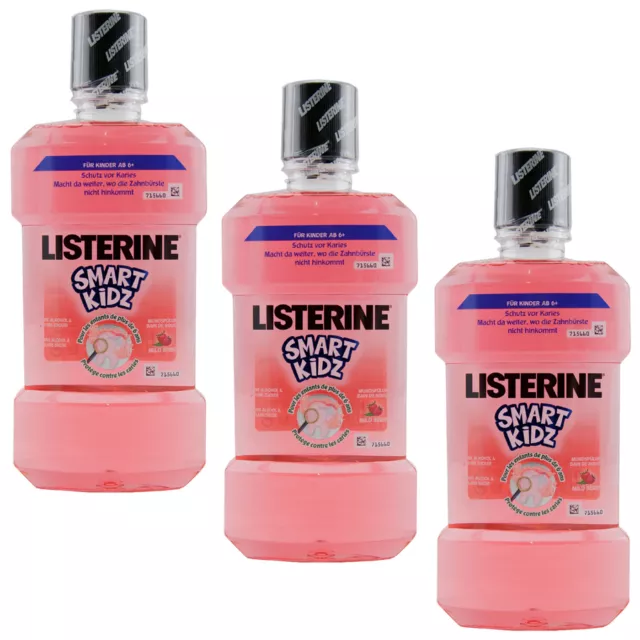 Enjuague Listerine SMART KIDZ 3 x 500 ml con sabor a bayas a partir de 6 años niños