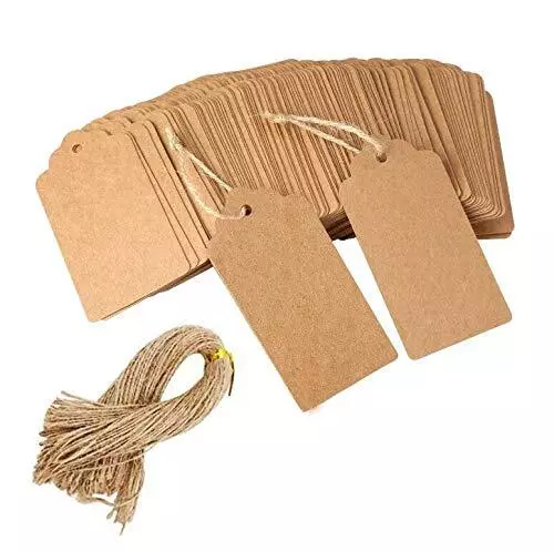 100 Pcs Kraft Paper Gift Tags with String Blank Gift Price Hanging Tags