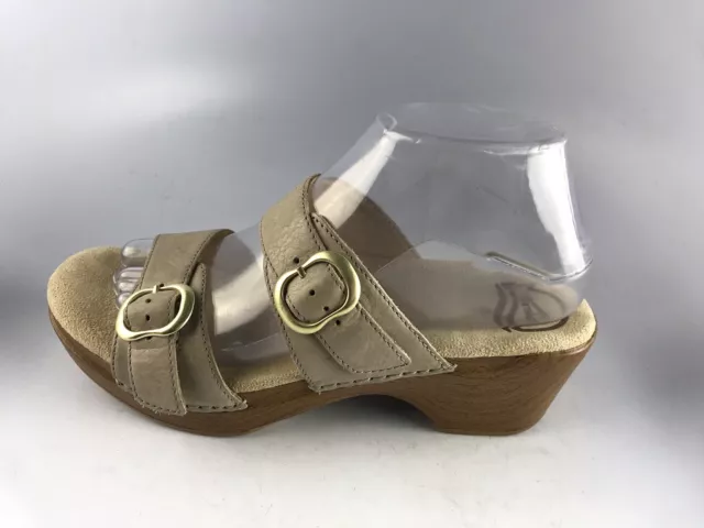 Dansko Women's Sophie Sandals Beige Leather Double Buckle Sz 39- 8.5/ 9 US