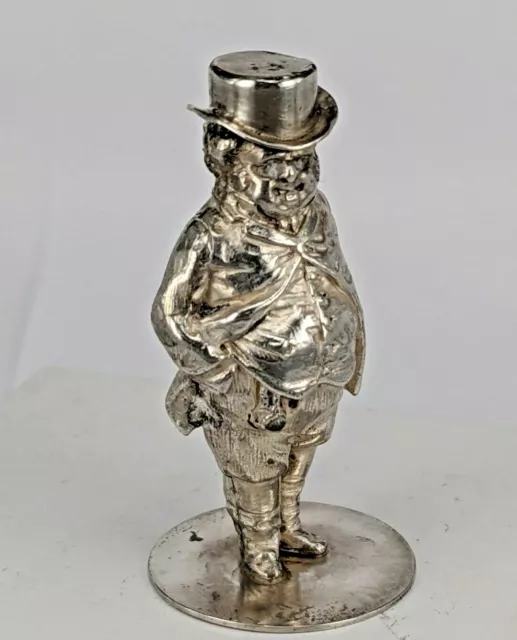 Miniature silver figure Dickensian possibly Pickwick full Victorian lozenge mark