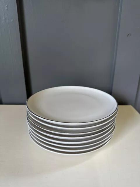 8 Vtg 8” Syracuse China Chevy Chase Dinner Salad Dessert Plates-Platinum Usa Set