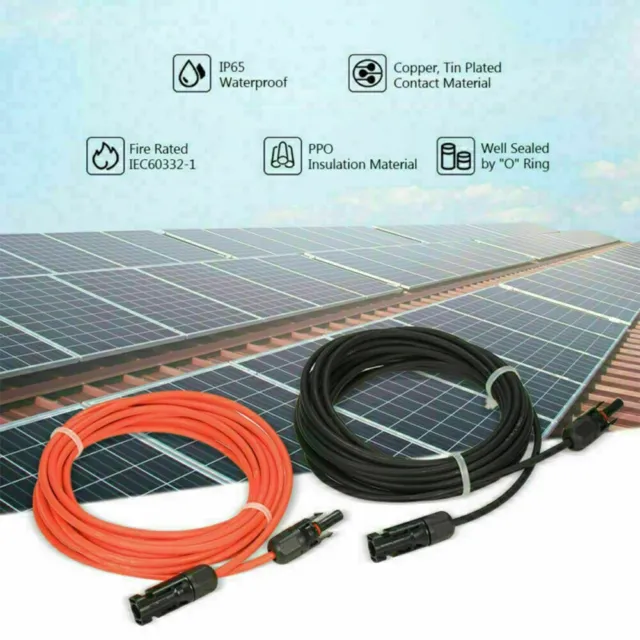 Solar Panel Negro y Rojo Cable de Extensión Con Conector PV2.5mm, 14 Awg , 1 Par