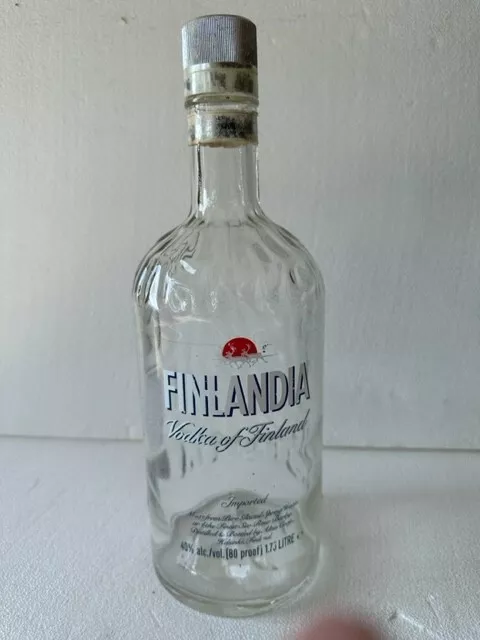 1 Empty Vintage Finlandia Vodka Bottle 1.75 L W/Cap Old Style Bottle Rare