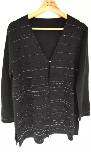 CARDIGAN DETTAGLIO PERLINE NERO - UK taglia 16