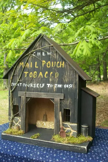 Barn, Tobacco Barn , Primitive Birdhouse, Lighted House, Lighted , Mail Pouch