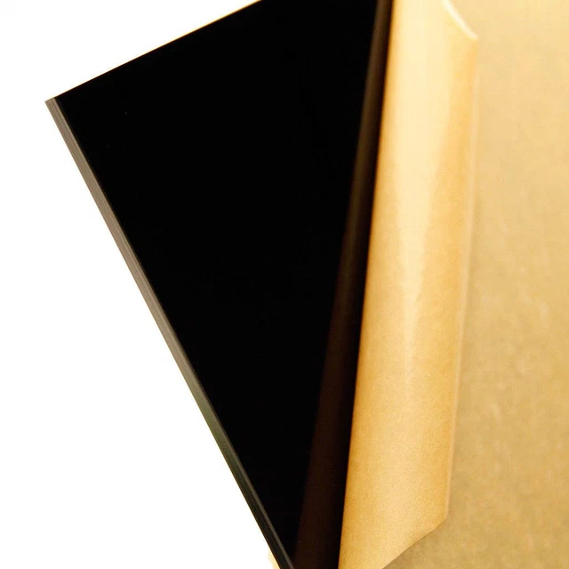 1/4 6mm Solid Black Acrylic None Transparent Glossy Plexiglass Sheet 24 x 1...