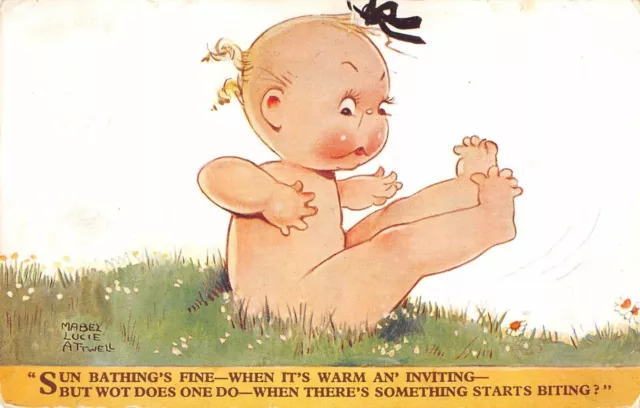 Cpa Illustrateur Signe Mabel Lucie Attwell Sun Bathing's Fine