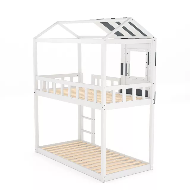 Cottage Elevated Bed Frame Solid Wood Children Sleeping House Bunk Bed Bedstead